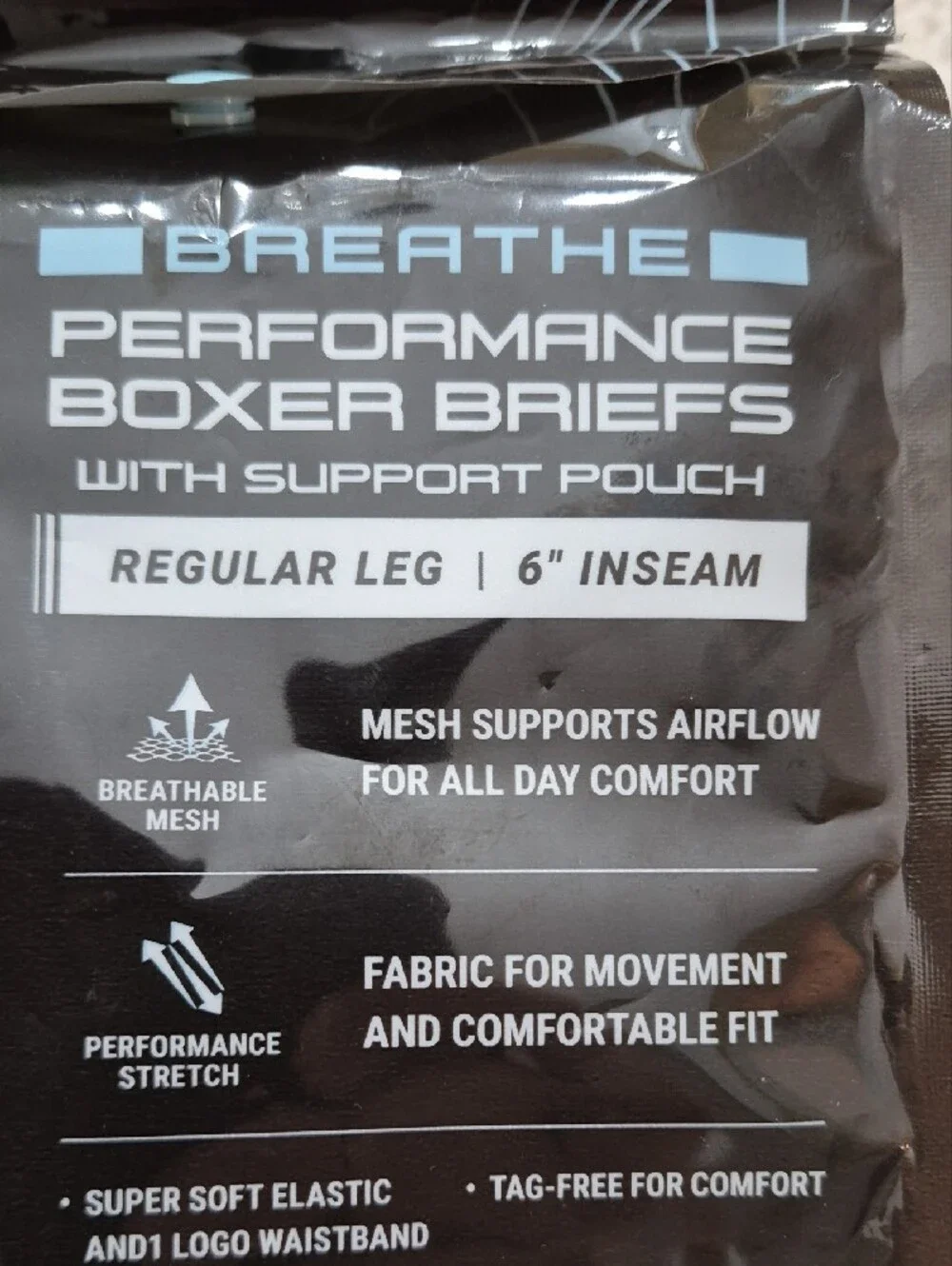 AND1 Black and Gray Mesh Performance Stretch Boxer Briefs Small 6